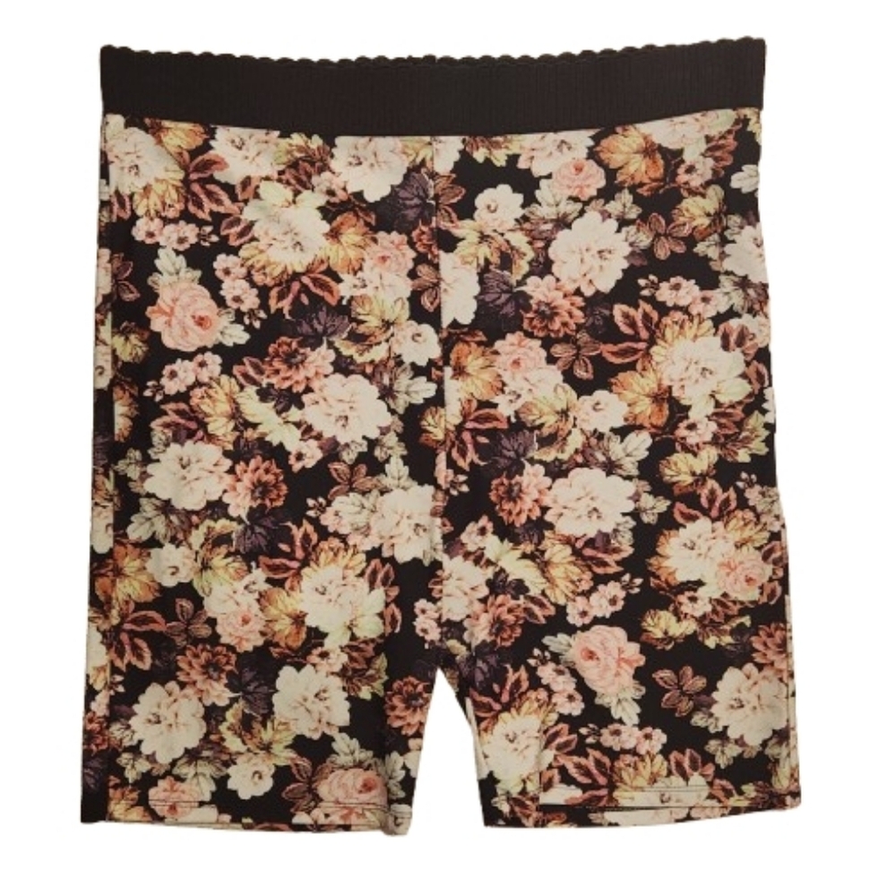 For Love & Lemons Black Floral Bike Shorts – Size Large